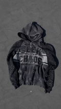 Charcoal “Revenge is chaos” zip-up